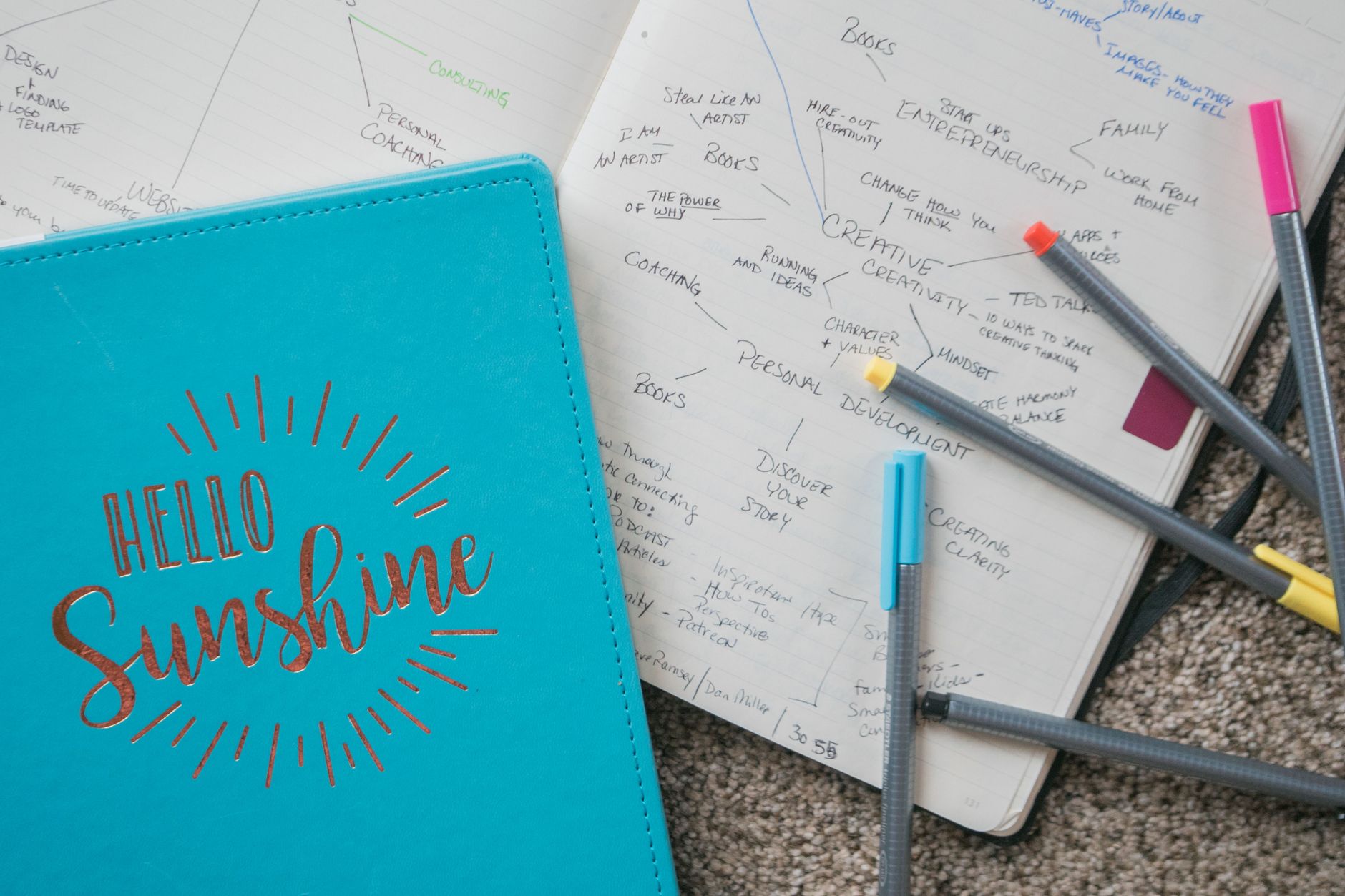 Carte mentale dessinée avec des stylos de couleur